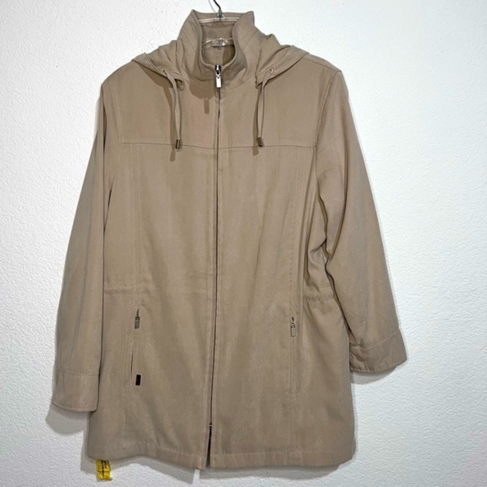 London Fog Beige Removeable Hood Lightweight Coat Large